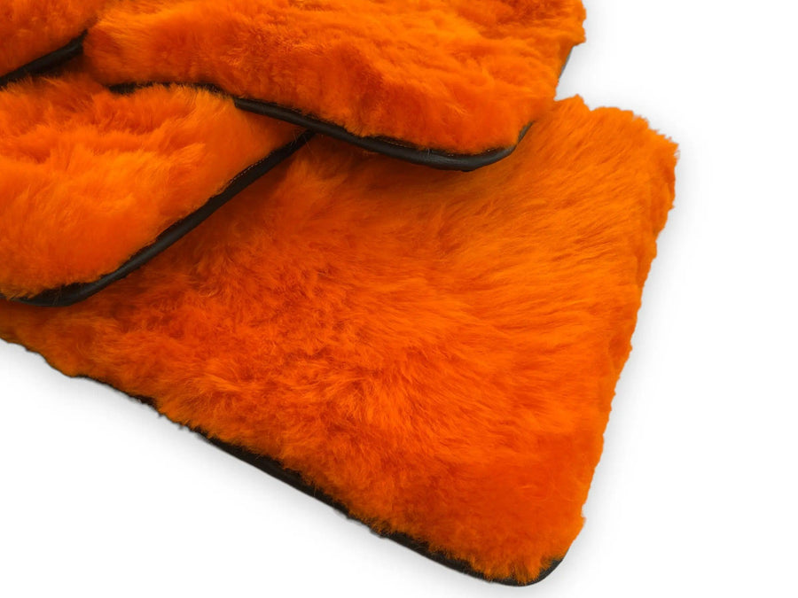 Orange Sheepskin Floor Mats For Bentley Flying Spur (2013-2019) Er56 Design Brand - AutoWin