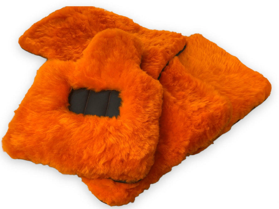 Orange Sheepskin Floor Mats For Bentley Mulsanne (2010-2020) Er56 Design Brand - AutoWin