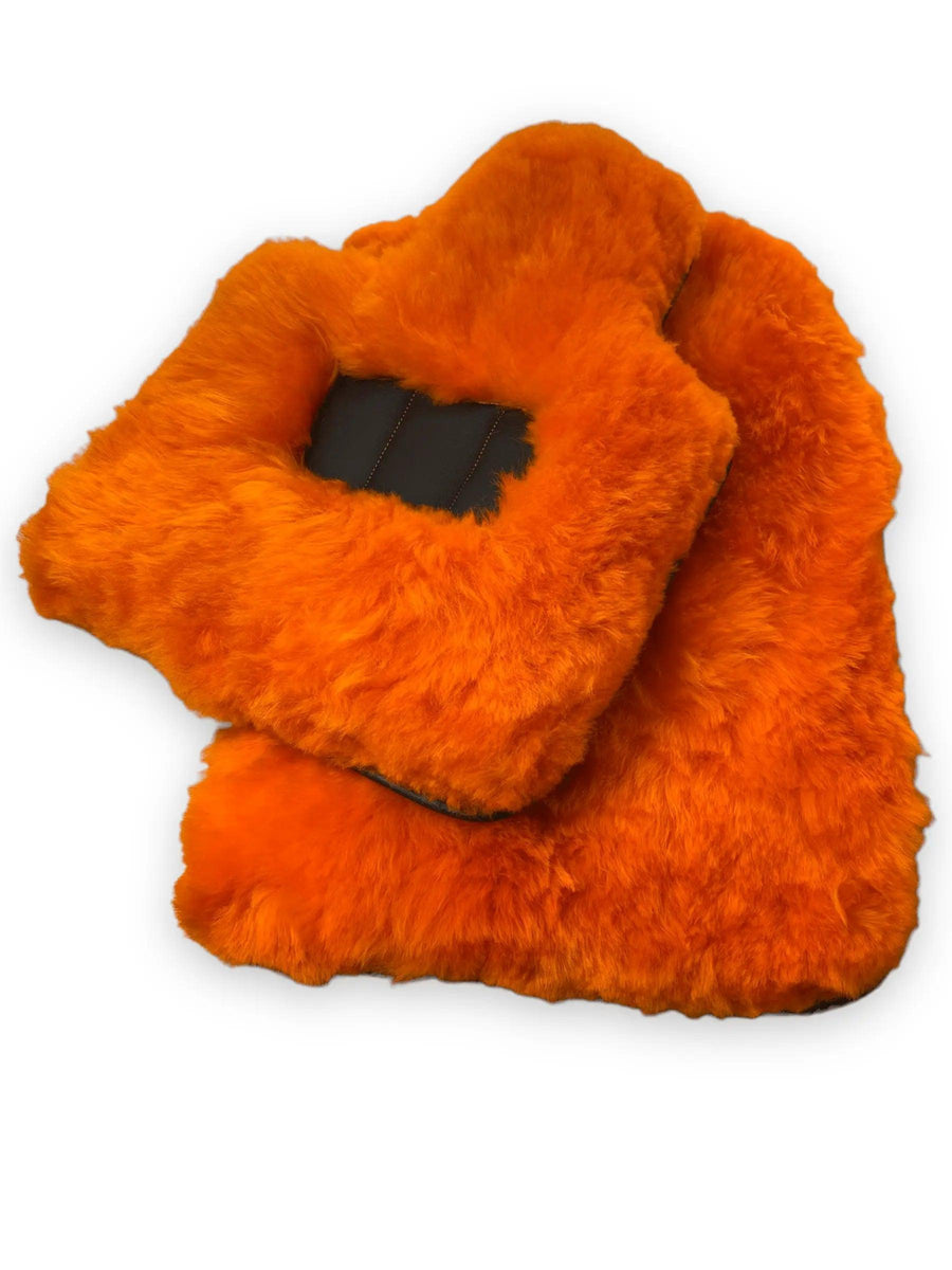 Orange Sheepskin Floor Mats For Bentley Mulsanne (2010-2020) Er56 Design Brand - AutoWin