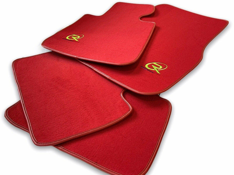 Red Floor Mats For BMW 4 Series G22 Coupe ROVBUT Brand Tailored Set Perfect Fit Green SNIP Collection - AutoWin