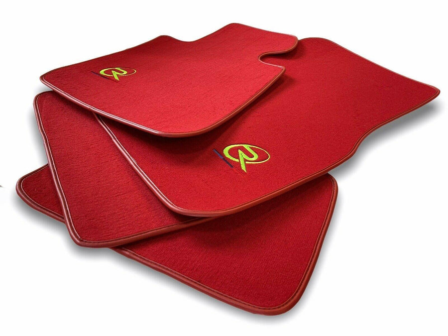 Red Floor Mats For BMW 4 Series G22 Coupe ROVBUT Brand Tailored Set Perfect Fit Green SNIP Collection - AutoWin