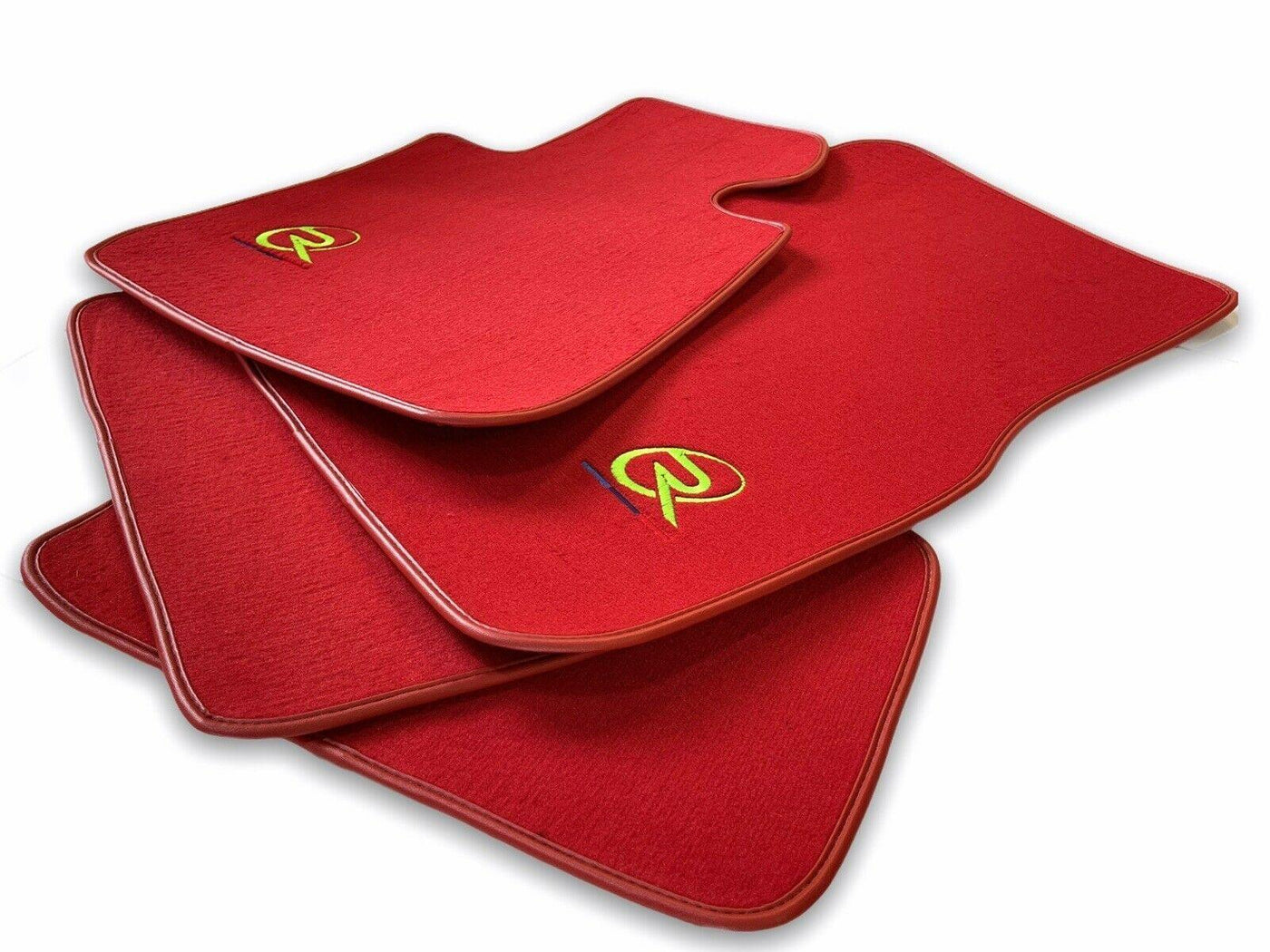 Red Floor Mats For BMW 5 Series E34 Sedan ROVBUT Brand Tailored Set Perfect Fit Green SNIP Collection - AutoWin