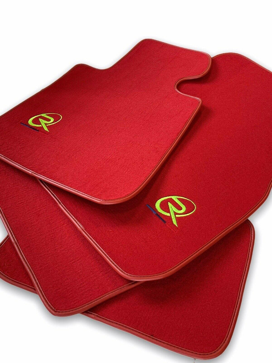 Red Floor Mats For BMW 7 Series E38 ROVBUT Brand Tailored Set Perfect Fit Green SNIP Collection - AutoWin