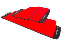 Red Floor Mats For Tesla Model 3 With Alcantara Leather - AutoWin