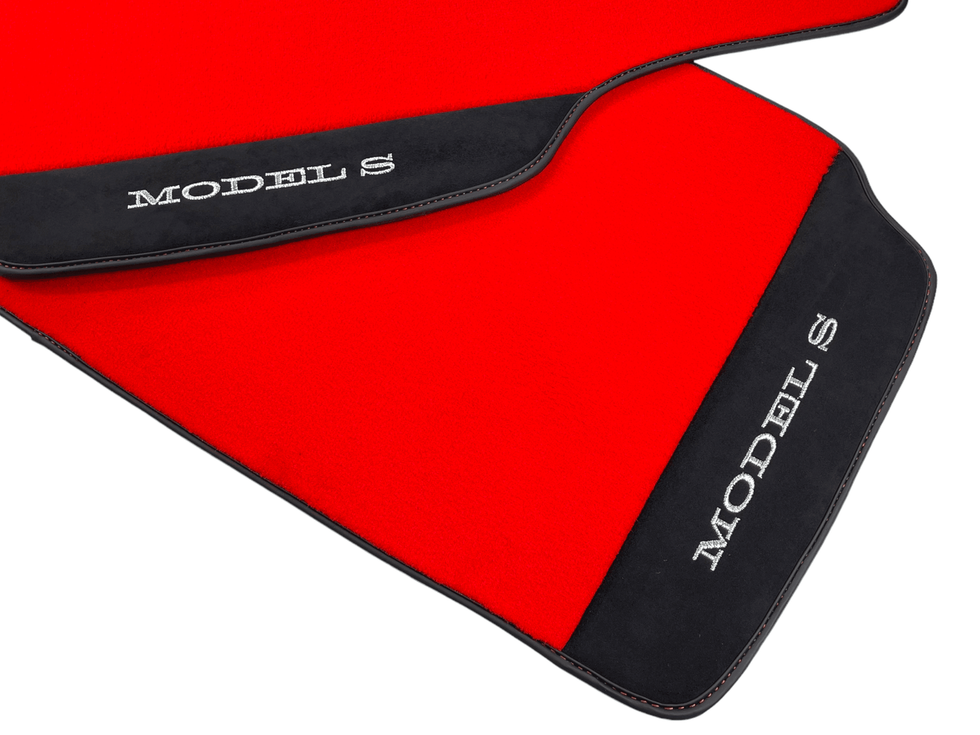 Red Floor Mats For Tesla Model S With Alcantara Leather - AutoWin