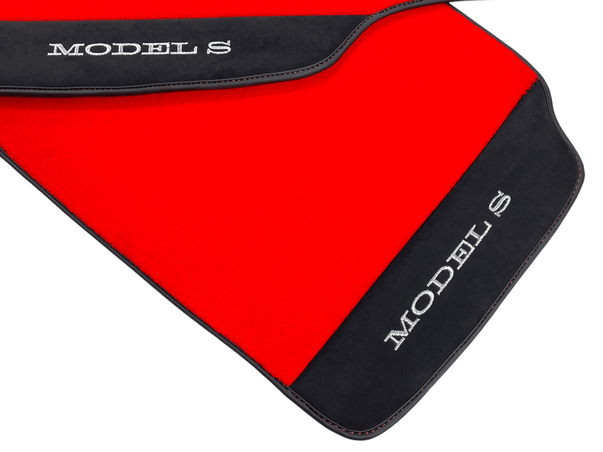 Red Floor Mats For Tesla Model S With Alcantara Leather - AutoWin