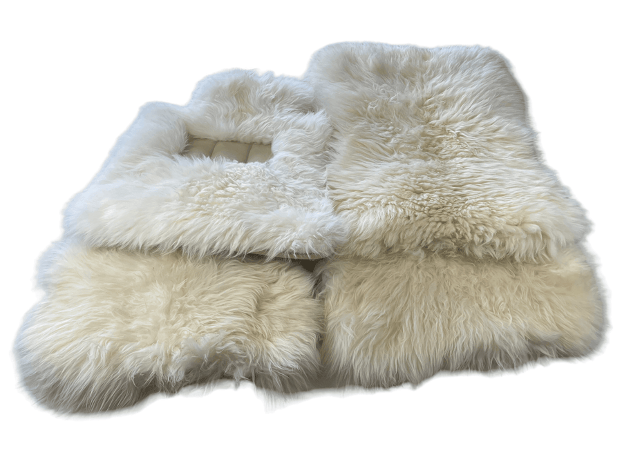 White Sheepskin Floor Mats For Rolls Royce Dawn Rr6 2016-2023 Er56 Design Brand - AutoWin